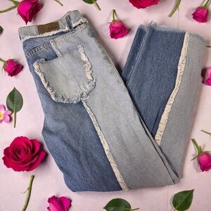 Carmar Two-Tone Frayed Straight Leg Jeans